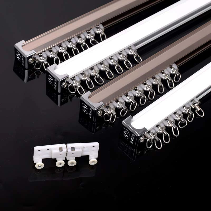 Thickened silent curtain rail curtain rod curtain rail single track double track aluminum alloy curtain rail