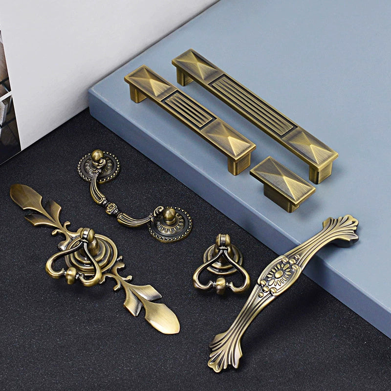 Vintage style furniture cabinet door handle antique bronze wardrobe drawer cabinet zinc alloy cabinet handle