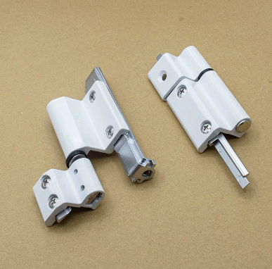 Flat opening and inward folding hardware components