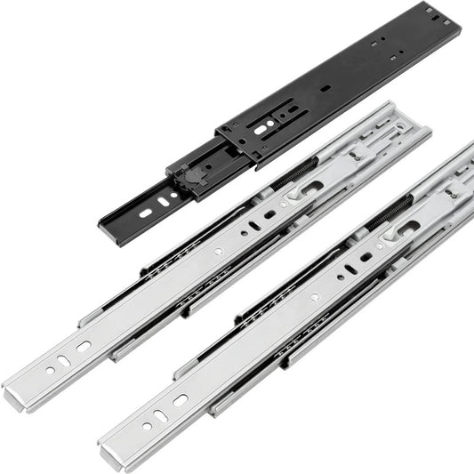 Drawer slide rail Non perforated stainless steel furniture wardrobe slide rail Damping buffer hardware Three section rail slide rail