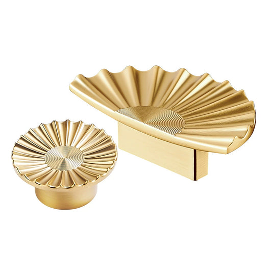 Light luxury wardrobe door handle, French gold hardware furniture accessories, cabinet drawer door handle, semi-circular fan-shaped handle